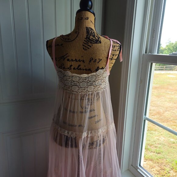 VTG Pink Slip Sheer Dress Size Medium - Picture 4 of 6
